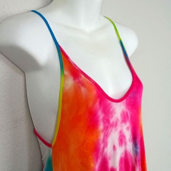 Women Multi Colorful Tie-Dye Jumpsuit sz M Boho Hippie - Picture 3 of 11